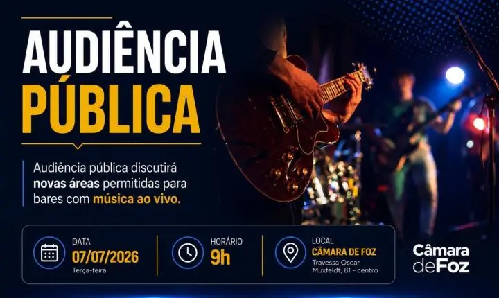 Audiência pública discutirá novas áreas permitidas para bares com música ao vivo